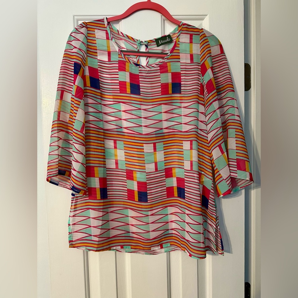 Maude Colorful Striped Geometric Blouse